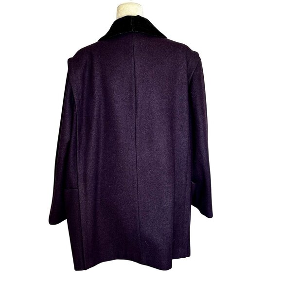 Andrea Marin Vintage Wool Pea Coat Purple Plus Size 20W Velvet Paisley Collar - Picture 6 of 11